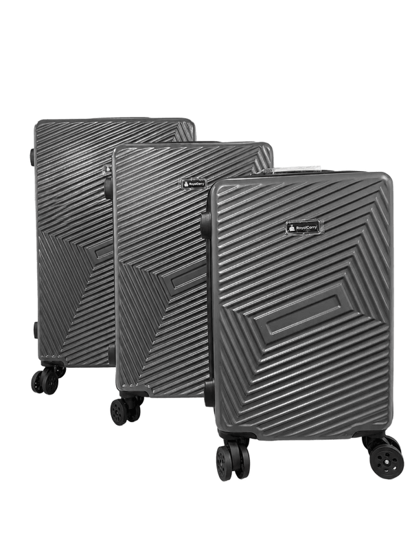 Charcoal Grey Geometric Hardshell Luggage Set
