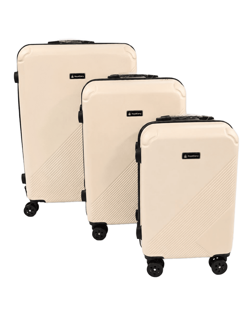 Cream White Geometric Hardshell Luggage Set