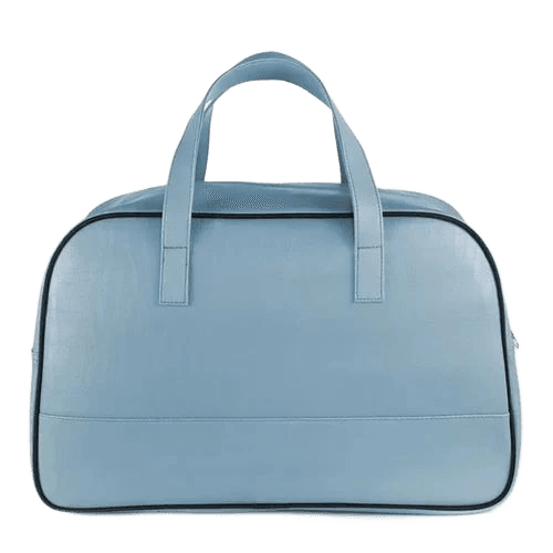 Blue Leather Duffle Bag