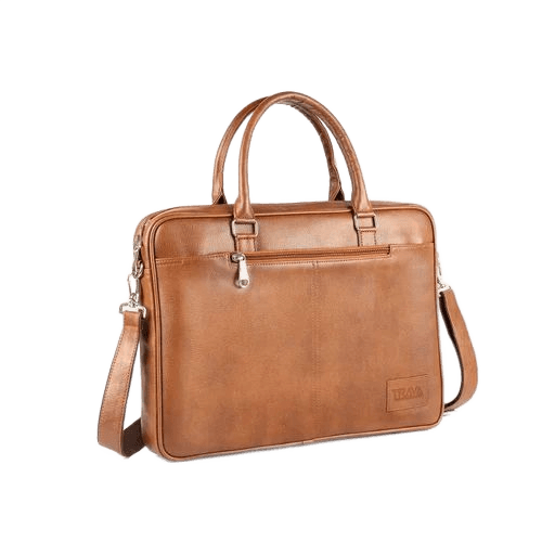 PU Leather Laptop Messenger Bag TAN