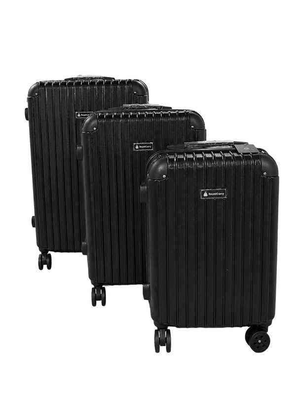 Black Vertical Ribbed Hardshell Luggage Set