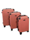 Coral Pink Vertical Ribbed Hardshell Luggage Set