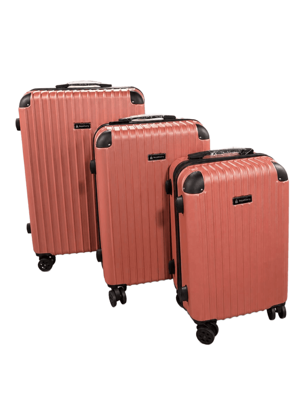 Coral Pink Vertical Ribbed Hardshell Luggage Set