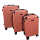 Coral pink vertical ribbed hardshell luggage set