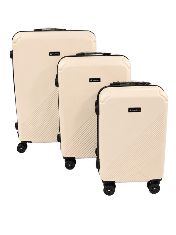 Cream White Geometric Hardshell Luggage Set
