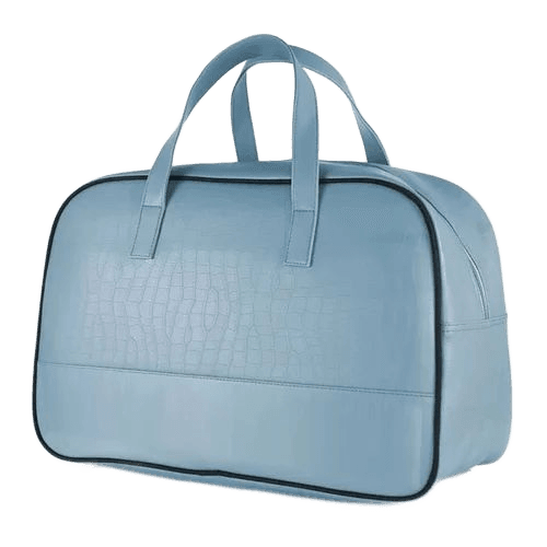 Blue Leather Duffle Bag